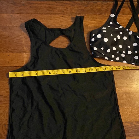 NWOT Yonique SM Black & White Polka Dot 3 Piece Tankini - Picture 11 of 16